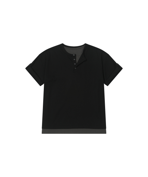 SECONDMONO（セカンドモノローグ）の「Layered Henley Roll-Up Tee [BLACK]_SETS057BLACK（Tシャツ/カットソー・レディース・その他・MEDIUM/LARGE）」の5枚目の写真