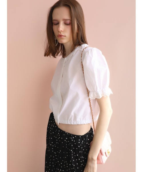 miies miim（ミーエスミーム）の「soft puff frill blouse（シャツ/ブラウス・レディース・ホワイト/ブラック・FREE）」の4枚目の写真