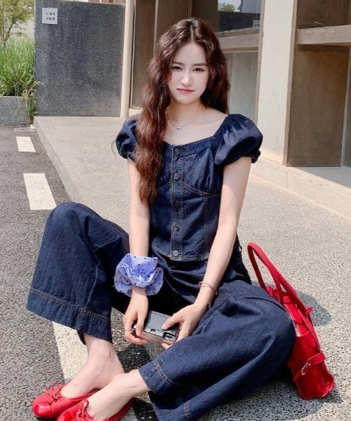 semplice(センプリチェ)の「セットアップ【韓国ファッション】(セットアップ・レディース・ブルー・S/M/L)」の5枚目の写真