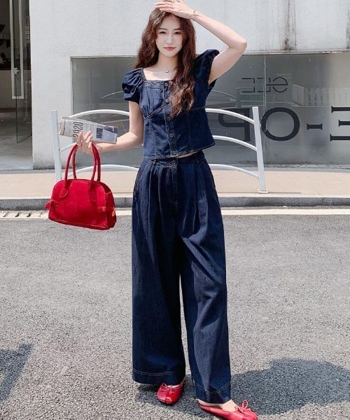 semplice(センプリチェ)の「セットアップ【韓国ファッション】(セットアップ・レディース・ブルー・S/M/L)」の7枚目の写真