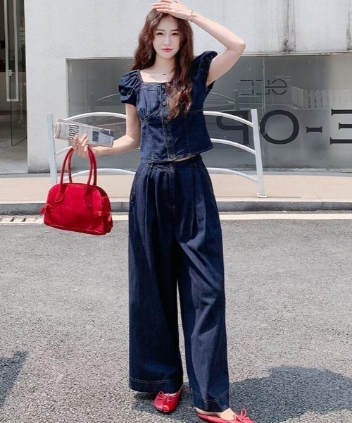semplice(センプリチェ)の「セットアップ【韓国ファッション】(セットアップ・レディース・ブルー・S/M/L)」の2枚目の写真