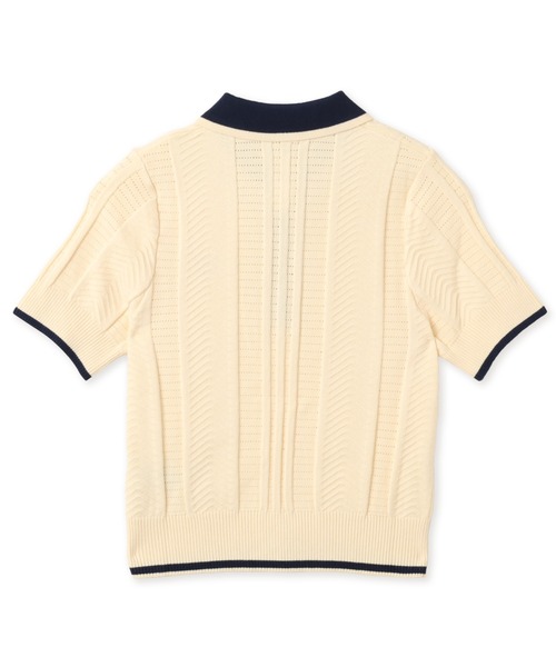 adidas(アディダス)の「adidas CABLE KNIT CALI TEE POLO / アディダス ケーブル ニット カリ Tシャツ ポロ(ポロシャツ・レディース・ベージュ・S/M/L)」の8枚目の写真
