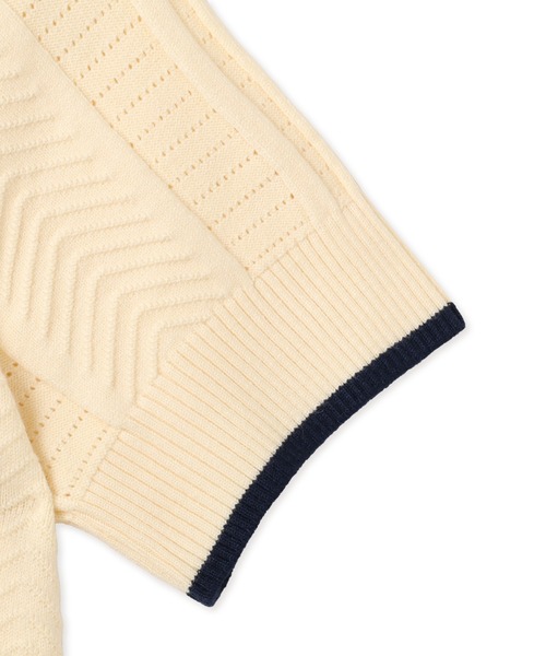 adidas(アディダス)の「adidas CABLE KNIT CALI TEE POLO / アディダス ケーブル ニット カリ Tシャツ ポロ(ポロシャツ・レディース・ベージュ・S/M/L)」の6枚目の写真
