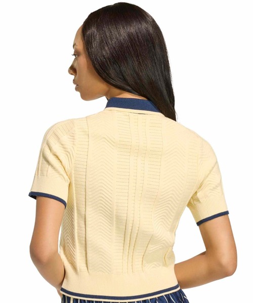 adidas(アディダス)の「adidas CABLE KNIT CALI TEE POLO / アディダス ケーブル ニット カリ Tシャツ ポロ(ポロシャツ・レディース・ベージュ・S/M/L)」の9枚目の写真