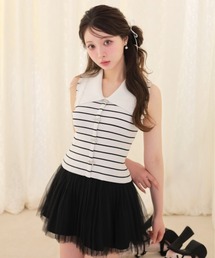 M me eme（エムミーエメ）の「Bijou ribbon collar knit tops(eme11094)（ニット/セーター）」