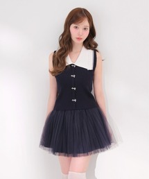 M me eme（エムミーエメ）の「Bijou ribbon collar knit tops(eme11094)（ニット/セーター）」