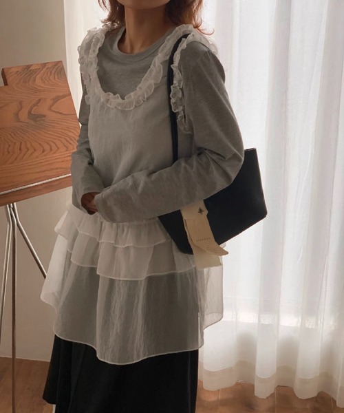 MAISON DE THERESE（メゾン ド テレーズ）の「シアーレースフリルノースリーブ ホワイト レイヤード（Tシャツ/カットソー・レディース・White・FREE）」の16枚目の写真