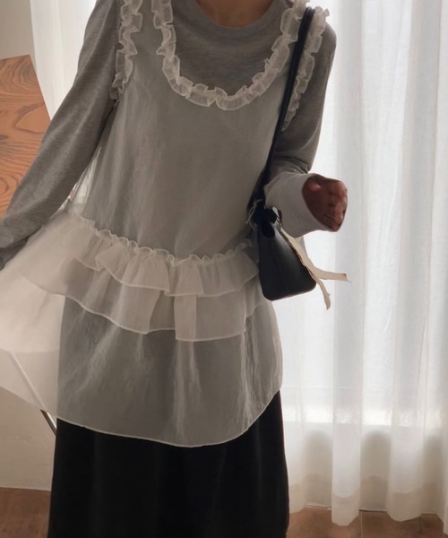 MAISON DE THERESE（メゾン ド テレーズ）の「シアーレースフリルノースリーブ ホワイト レイヤード（Tシャツ/カットソー・レディース・White・FREE）」の15枚目の写真