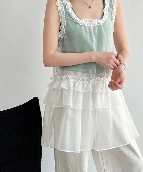 MAISON DE THERESE（メゾン ド テレーズ）の「シアーレースフリルノースリーブ ホワイト レイヤード（Tシャツ/カットソー・レディース・White・FREE）」の20枚目の写真