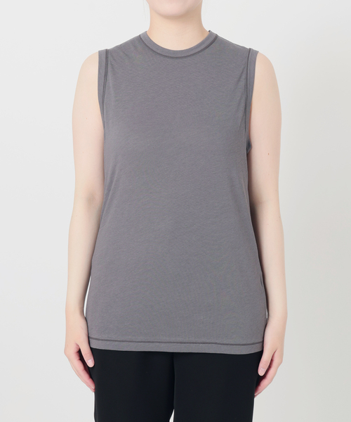 VERMEIL par iena(ヴェルメイユパーイエナ)の「キュプラコットンノースリーブ(Tシャツ/カットソー・レディース・チャコールグレー/ホワイト・FREE)」の6枚目の写真