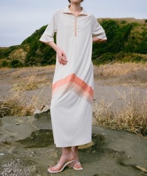 Chevron Half-Zip Dress|V字型ハーフジップワンピース