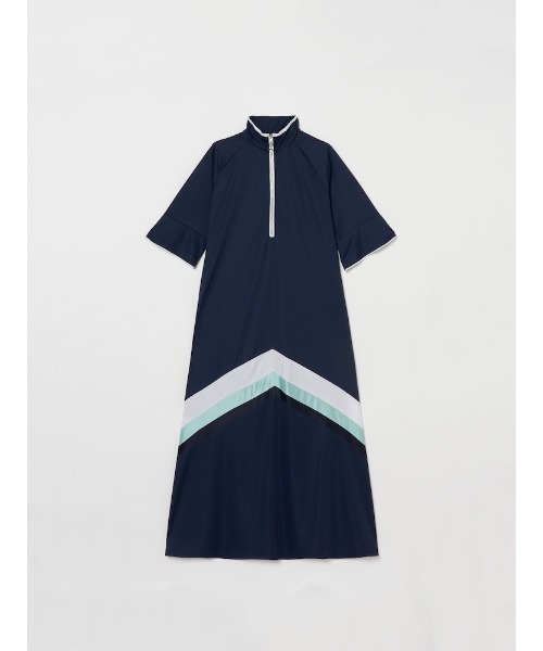 ELLA CANTARIA(エヤカンタリア)の「Chevron Half-Zip Dress|V字型ハーフジップワンピース(ワンピース・レディース・ネイビー/オフホワイト・FREE)」の11枚目の写真