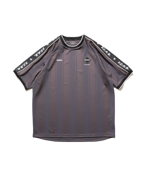F.C.Real Bristol(エフシーレアルブリストル)の「SHADOW WEAVE STRIPE S/S TOP(Tシャツ/カットソー・メンズ・ブラック/オレンジ/チャコールグレー・SMALL/MEDIUM/LARGE/X-LARGE/XX-LARGE)」の1枚目の写真