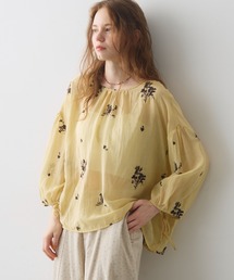 flower embroidery sheer smock blouse / フラワーエンブロイダリーシアースモックブラウス