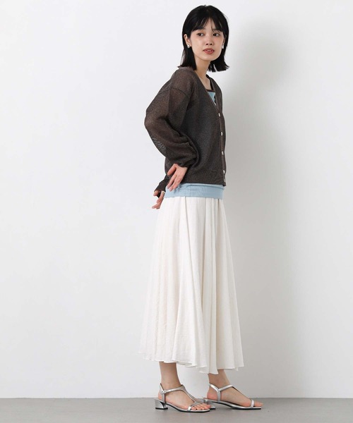Gready Brilliant(グレディブリリアン)の「ラメ混メッシュVネックカーデ(ニット/セーター・レディース・シルバー系/ブラウン・38)」の14枚目の写真