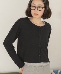 前後2WAYカーディガン / カーディガン トップス 長袖 2WAY クルーネック 羽織り レイヤード 韓国ファッション カジュアル きれいめ オフィスカジュアル デイリー 秋服 冬服 春服 アイボリー ピンク グレー ブラウン ブラック ボーダー 無地 シンプル ノームコア