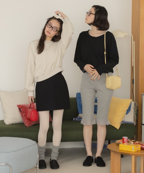 HEILIS(ヘイリス)の「前後2WAYカーディガン / カーディガン トップス 長袖 2WAY クルーネック 羽織り レイヤード 韓国ファッション カジュアル きれいめ オフィスカジュアル デイリー 秋服 冬服 春服 アイボリー ピンク グレー ブラウン ブラック ボーダー 無地 シンプル ノームコア(カーディガン/ボレロ・レディース・ブラック/ブラック系その他/アイボリー/ピンク/グレー/ホワイト系その他・FREE)」の13枚目の写真