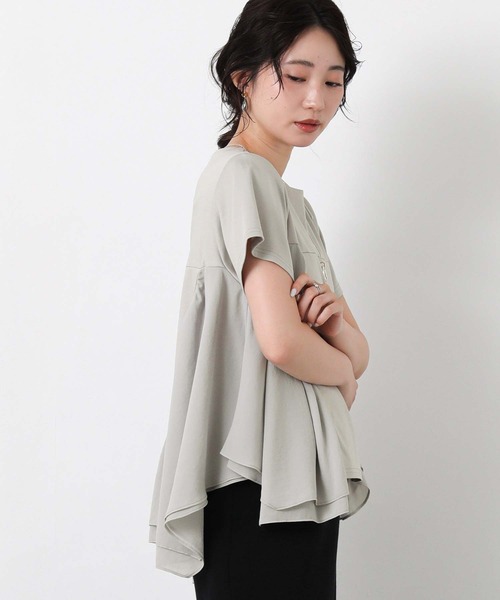 Gready Brilliant(グレディブリリアン)の「異素材wティアードクルー(Tシャツ/カットソー・レディース・オフホワイト/グレイッシュベージュ・38)」の17枚目の写真