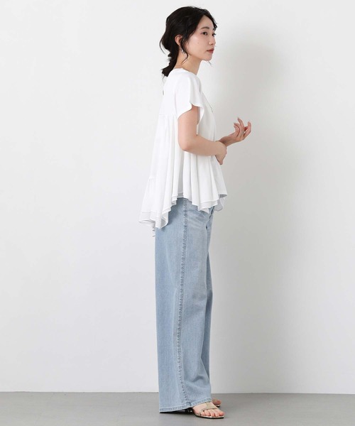 Gready Brilliant(グレディブリリアン)の「異素材wティアードクルー(Tシャツ/カットソー・レディース・オフホワイト/グレイッシュベージュ・38)」の5枚目の写真