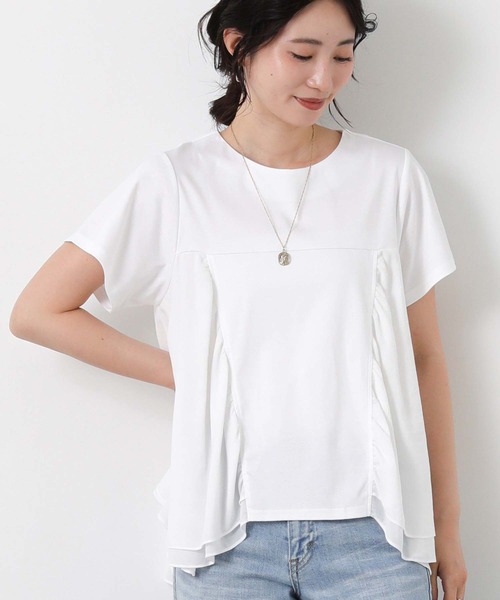 Gready Brilliant(グレディブリリアン)の「異素材wティアードクルー(Tシャツ/カットソー・レディース・オフホワイト/グレイッシュベージュ・38)」の10枚目の写真