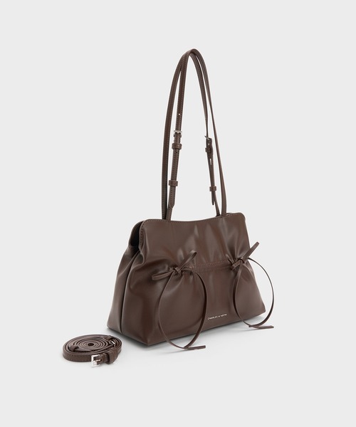 CHARLES & KEITH(チャールズ & キース)の「Reese リース ルーシュド ボウ ショルダーバッグ(ショルダーバッグ・レディース・クリーム/ブラウン系その他7/ピンク系その他3・M)」の9枚目の写真