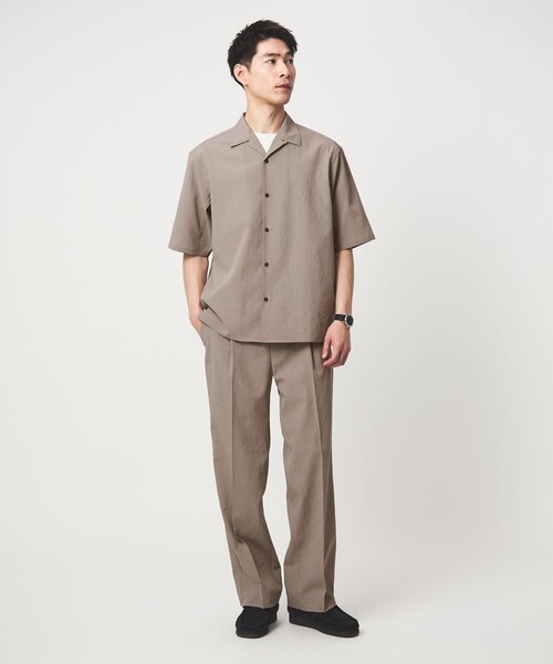 green label relaxing(グリーンレーベルリラクシング)の「ボイル メッシュ オープンカラー 半袖 シャツ -吸水速乾-(シャツ/ブラウス・メンズ・ダークグレー/モカ/ネイビー・M/L/XL/S)」の5枚目の写真