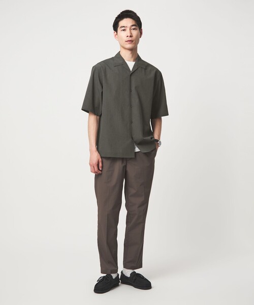 green label relaxing(グリーンレーベルリラクシング)の「ボイル メッシュ オープンカラー 半袖 シャツ -吸水速乾-(シャツ/ブラウス・メンズ・ダークグレー/モカ/ネイビー・M/L/XL/S)」の6枚目の写真