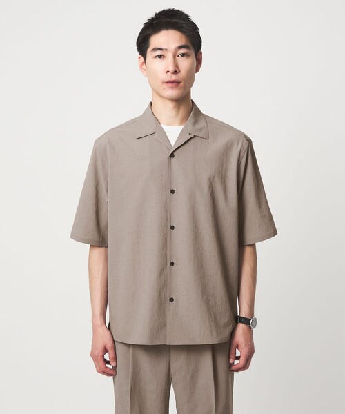 green label relaxing(グリーンレーベルリラクシング)の「ボイル メッシュ オープンカラー 半袖 シャツ -吸水速乾-(シャツ/ブラウス・メンズ・ダークグレー/モカ/ネイビー・M/L/XL/S)」の9枚目の写真