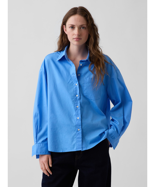 GAP(ギャップ)の「ポプリン オーバーサイズシャツ(シャツ/ブラウス・レディース・ホワイト/レッド/ブルー/マルチ・XS/S/XXS/M/L)」の3枚目の写真