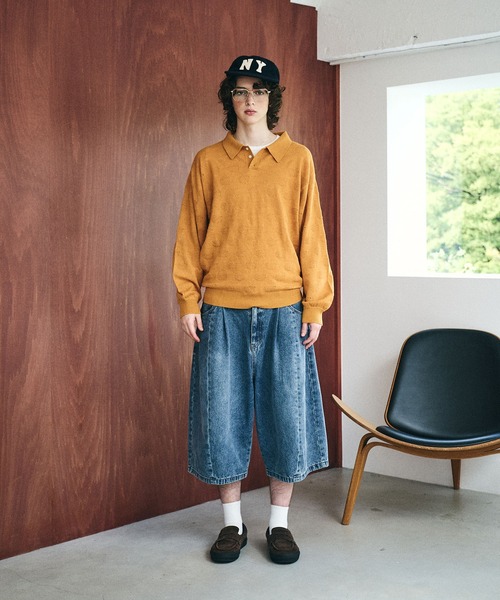 Elanque（エランク）の「Sheep Embroidery Knit Polo / ヒツジ柄編みニットポロ（ニット/セーター・メンズ・マスタード/チャコールグレー/ブラウン/グリーン・MEDIUM/LARGE）」の14枚目の写真