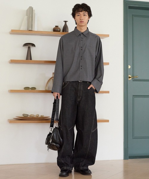 PBLIM(ページボーイリム)の「《UNISEX》2WAYボタンボクシーシャツ(シャツ/ブラウス・レディース・グレー/ブルー・FREE)」の16枚目の写真