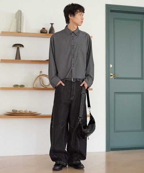 PBLIM(ページボーイリム)の「《UNISEX》2WAYボタンボクシーシャツ(シャツ/ブラウス・レディース・グレー/ブルー・FREE)」の18枚目の写真