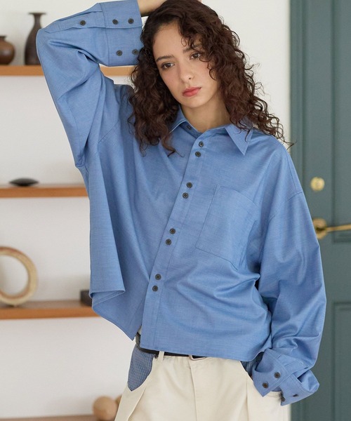 PBLIM(ページボーイリム)の「《UNISEX》2WAYボタンボクシーシャツ(シャツ/ブラウス・レディース・グレー/ブルー・FREE)」の21枚目の写真