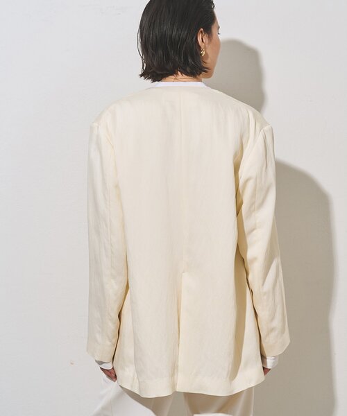 Whim Gazette(ウィムガゼット)の「【インフルエンサーコラボ】ノーカラージャケット(ノーカラージャケット・レディース・オフホワイト/ブラック・FREE)」の9枚目の写真