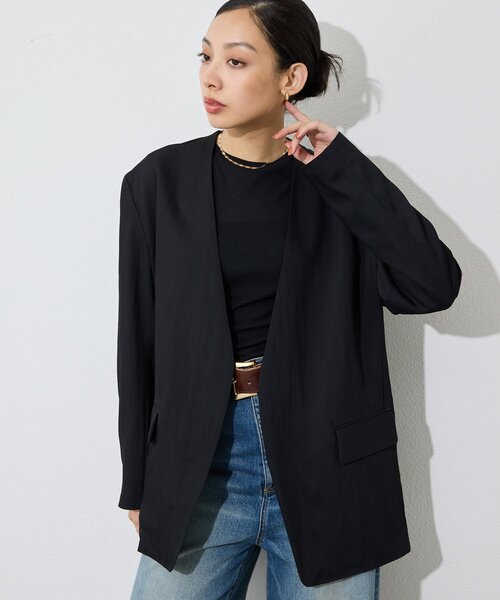 Whim Gazette(ウィムガゼット)の「【インフルエンサーコラボ】ノーカラージャケット(ノーカラージャケット・レディース・オフホワイト/ブラック・FREE)」の15枚目の写真