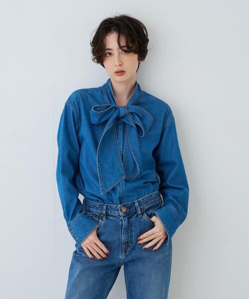 Rouge vif(ルージュヴィフ)の「デニムタイリボンシャツ/ブラウス(シャツ/ブラウス・レディース・ブルー・フリー)」の11枚目の写真