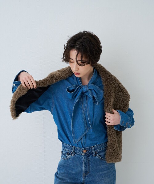 Rouge vif(ルージュヴィフ)の「デニムタイリボンシャツ/ブラウス(シャツ/ブラウス・レディース・ブルー・フリー)」の15枚目の写真