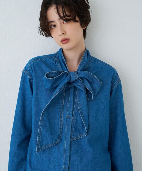 Rouge vif(ルージュヴィフ)の「デニムタイリボンシャツ/ブラウス(シャツ/ブラウス・レディース・ブルー・フリー)」の7枚目の写真