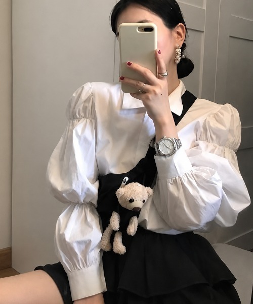 Achic(アシック)の「ギャザースリーブシャツブラウス(Tシャツ/カットソー・レディース・ホワイト・M)」の15枚目の写真