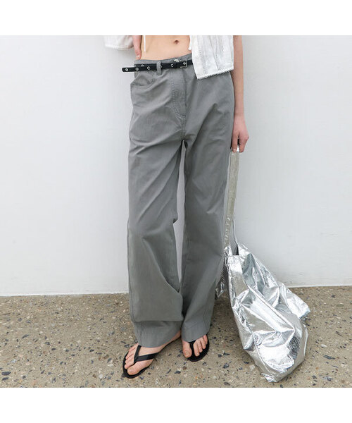 ATELIER NAIN(アトリエナイン)の「LOW WAIST EYELET BELT SET PANTS S (PT-5763)(その他パンツ・レディース・グレー/ダークネイビー・MEDIUM/LARGE)」の1枚目の写真