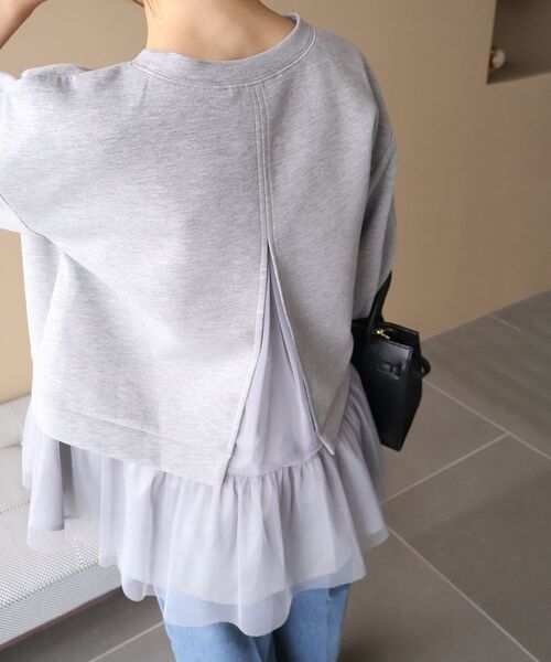 le.coeur blanc(ルクールブラン)の「TORRAZZO DONNA 裾チュールドッキングスウェット(スウェット・レディース・グレー/ネイビー・38)」の9枚目の写真