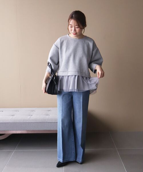 le.coeur blanc(ルクールブラン)の「TORRAZZO DONNA 裾チュールドッキングスウェット(スウェット・レディース・グレー/ネイビー・38)」の10枚目の写真