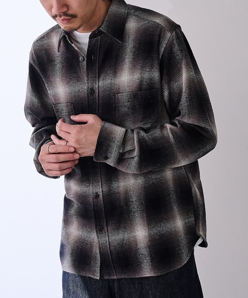 MAGASIN DE MODE Brew(マガジンデモードブリュー)の「【MAGASIN DE MODE Brew】オンブレチェックワークシャツ 6470-1072 MNY(シャツ/ブラウス・メンズ・ブラウン/ホワイト・L/LL)」の21枚目の写真