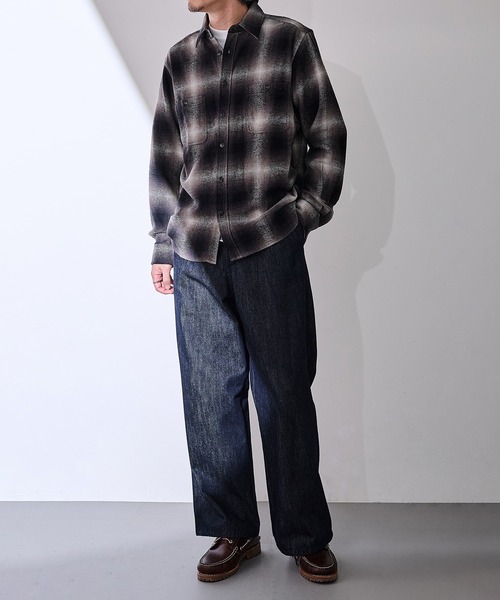MAGASIN DE MODE Brew(マガジンデモードブリュー)の「【MAGASIN DE MODE Brew】オンブレチェックワークシャツ 6470-1072 MNY(シャツ/ブラウス・メンズ・ブラウン/ホワイト・L/LL)」の5枚目の写真