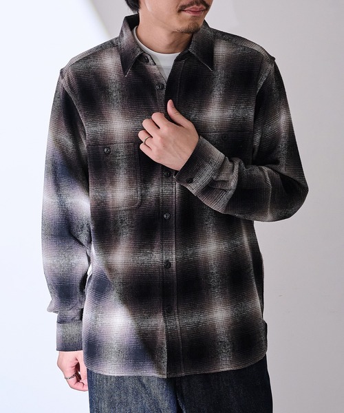 MAGASIN DE MODE Brew(マガジンデモードブリュー)の「【MAGASIN DE MODE Brew】オンブレチェックワークシャツ 6470-1072 MNY(シャツ/ブラウス・メンズ・ブラウン/ホワイト・L/LL)」の22枚目の写真