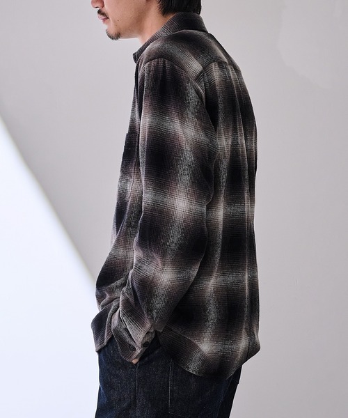 MAGASIN DE MODE Brew(マガジンデモードブリュー)の「【MAGASIN DE MODE Brew】オンブレチェックワークシャツ 6470-1072 MNY(シャツ/ブラウス・メンズ・ブラウン/ホワイト・L/LL)」の3枚目の写真