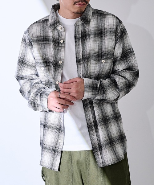 MAGASIN DE MODE Brew(マガジンデモードブリュー)の「【MAGASIN DE MODE Brew】オンブレチェックワークシャツ 6470-1072 MNY(シャツ/ブラウス・メンズ・ブラウン/ホワイト・L/LL)」の14枚目の写真