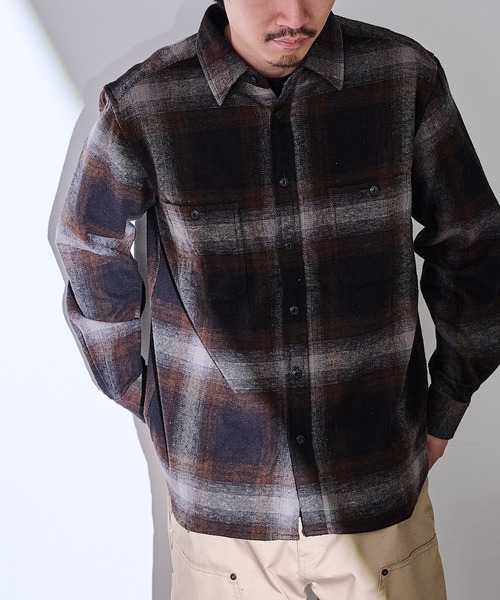 MAGASIN DE MODE Brew(マガジンデモードブリュー)の「【MAGASIN DE MODE Brew】オンブレチェックワークシャツ 6470-1072 MNY(シャツ/ブラウス・メンズ・ブラウン/ホワイト・L/LL)」の8枚目の写真