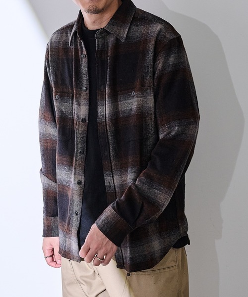 MAGASIN DE MODE Brew(マガジンデモードブリュー)の「【MAGASIN DE MODE Brew】オンブレチェックワークシャツ 6470-1072 MNY(シャツ/ブラウス・メンズ・ブラウン/ホワイト・L/LL)」の10枚目の写真