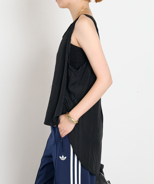 ARCHIVE STANCE(アーカイブスタンス)の「【ARCHIVE STANCE/アーカイブスタンス】washed stripe cupro tank(タンクトップ・レディース・ブラック・FREE)」の2枚目の写真